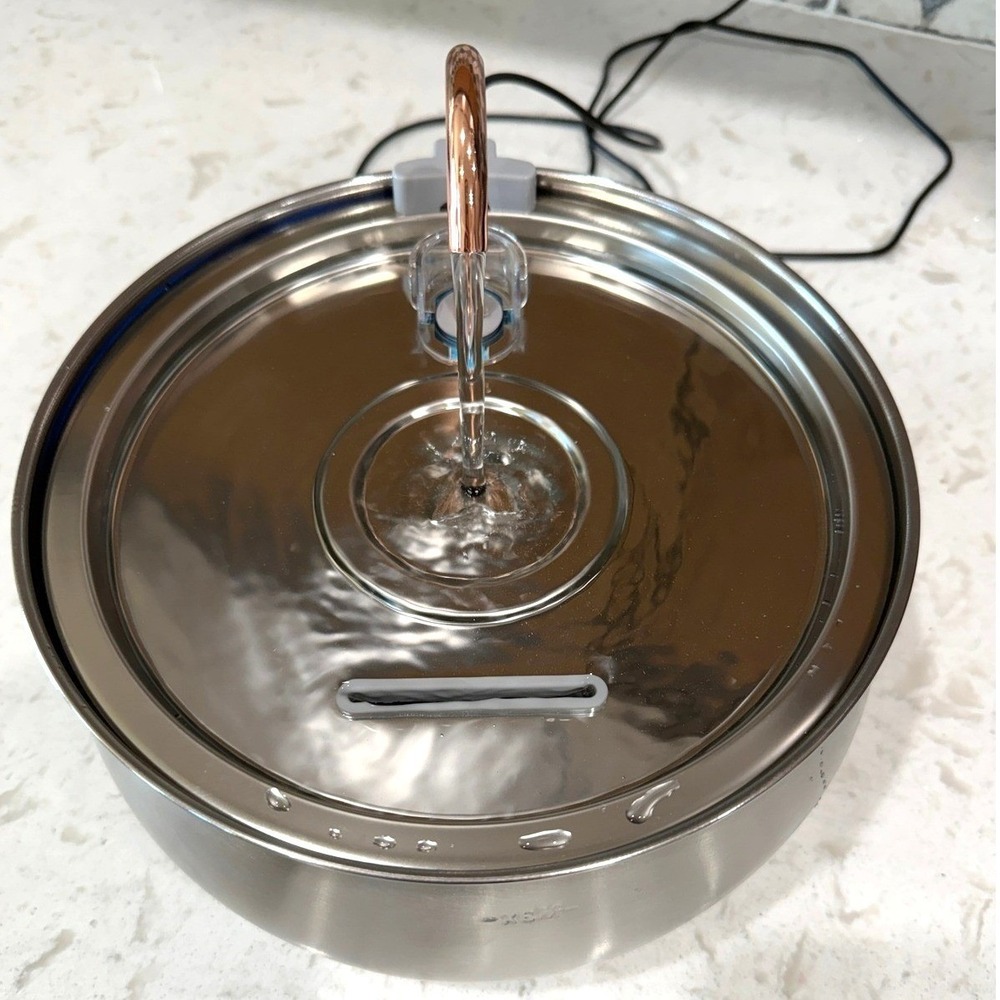 KittySpout Stainless Steel Cat Water Fountain 4L 135oz Silent Pump EUC